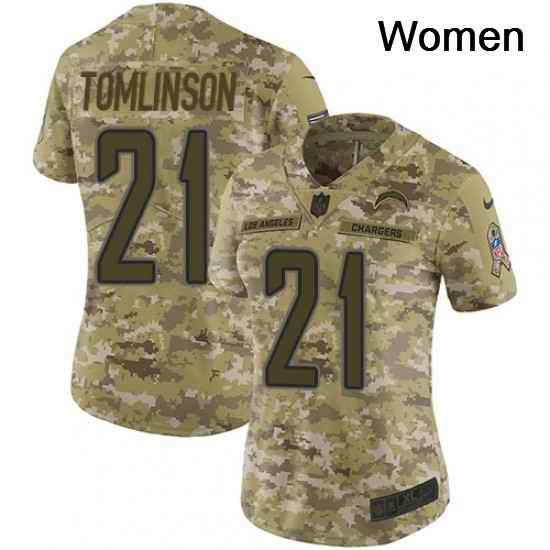 Womens Nike Los Angeles Chargers 21 LaDainian Tomlinson Limited Camo 2018 Salute to Service NFL Jersey